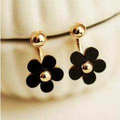 Dropping Black Flower Dangle Earrings artificial imitation fashion jewellery online