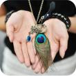 Peacock Feather Necklace artificial imitation fashion jewellery online